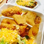 Pick of the Week - Elmer's Tacos - #4 combo -two mini chimis and a taco along with rice and beans